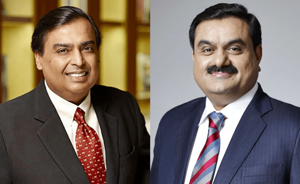 featuring image of Mukesh Ambani and Adani in same race now