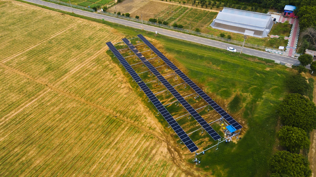 Solar tracker installation by ornate solar at pusa road